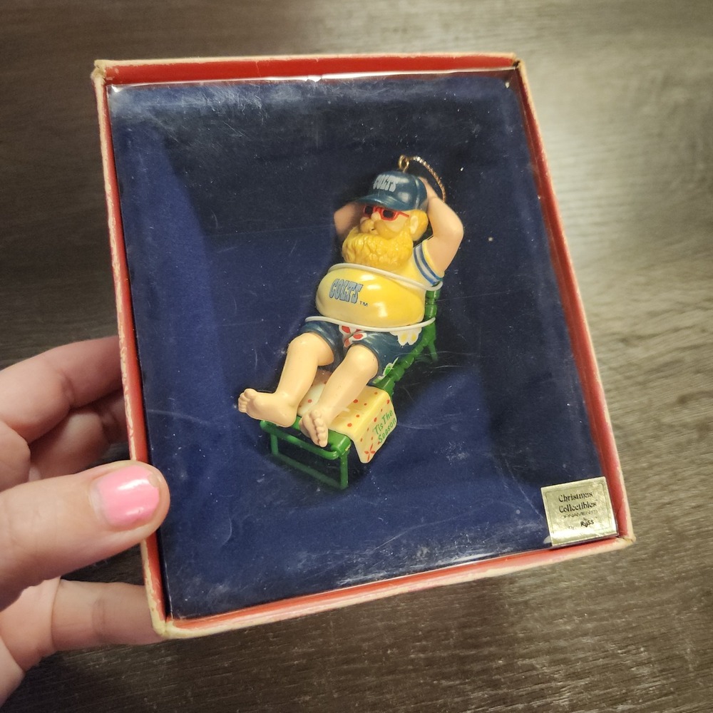 VTG NFL Indianapolis Colts "Tis The Season" Ornament Santa Claus Russ Christmas